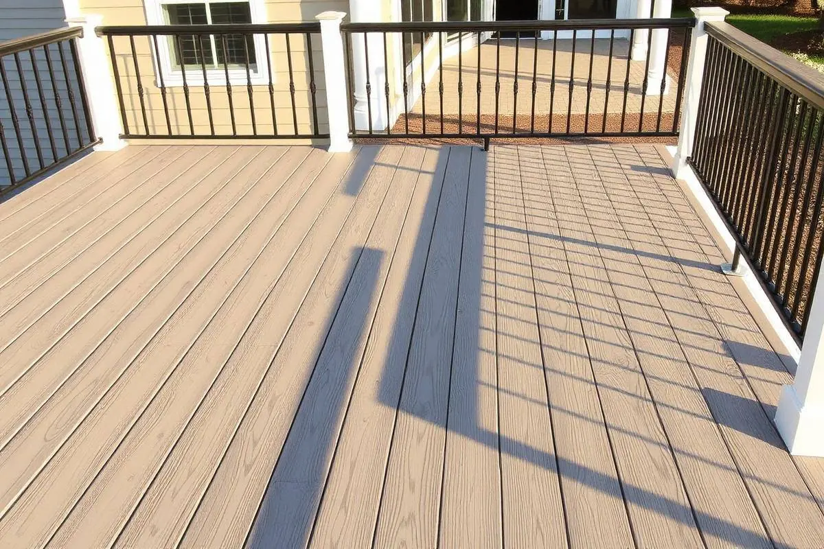 New composite deck with hidden fasteners and black aluminum railing